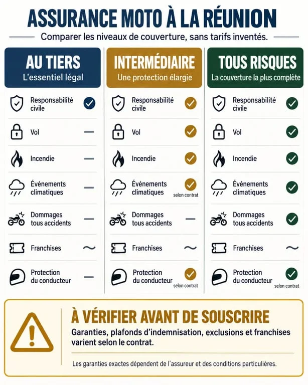 Infographie des formules pour un devis assurance moto complet à La Réunion