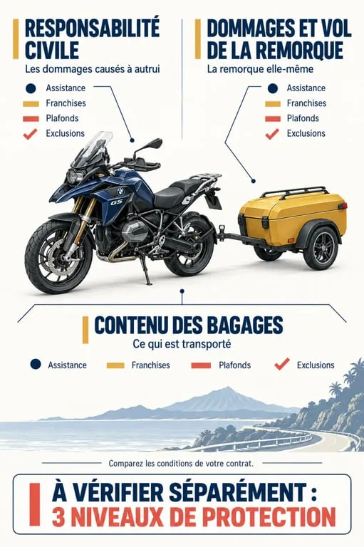 Assurance moto remorque bagagère Réunion : protections de la moto, de la remorque et des bagages